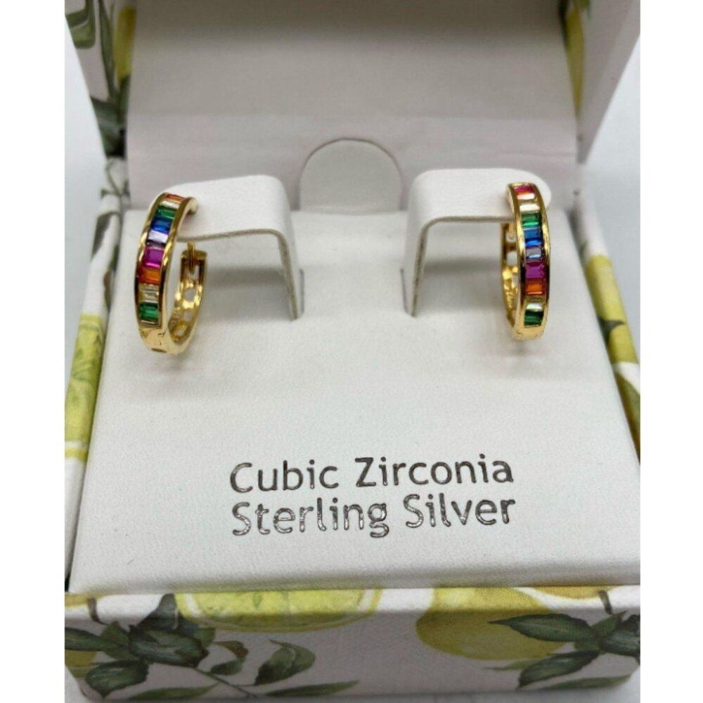 Nanette Lepore Multicolor Sterling Silver and CZ Pierced Earrings